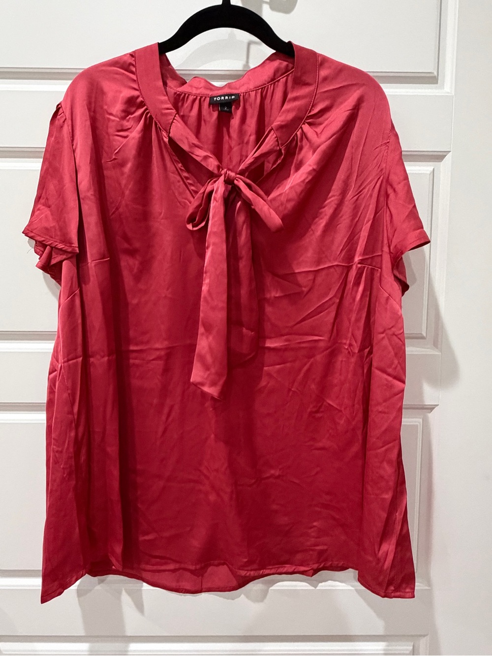torrid Red Satin Tie-Neck Blouse